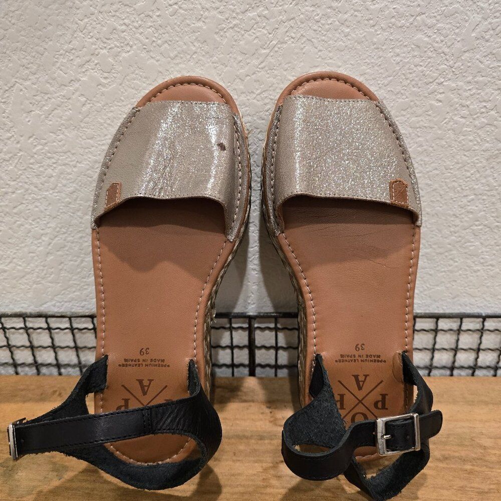 POPA Metallic Gold Menorquina Platform Sandal Sz 39 (US-8.5)